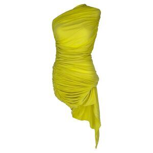 Alaïa Second Skin Ruched Maxi Dress in Yellow Viscose